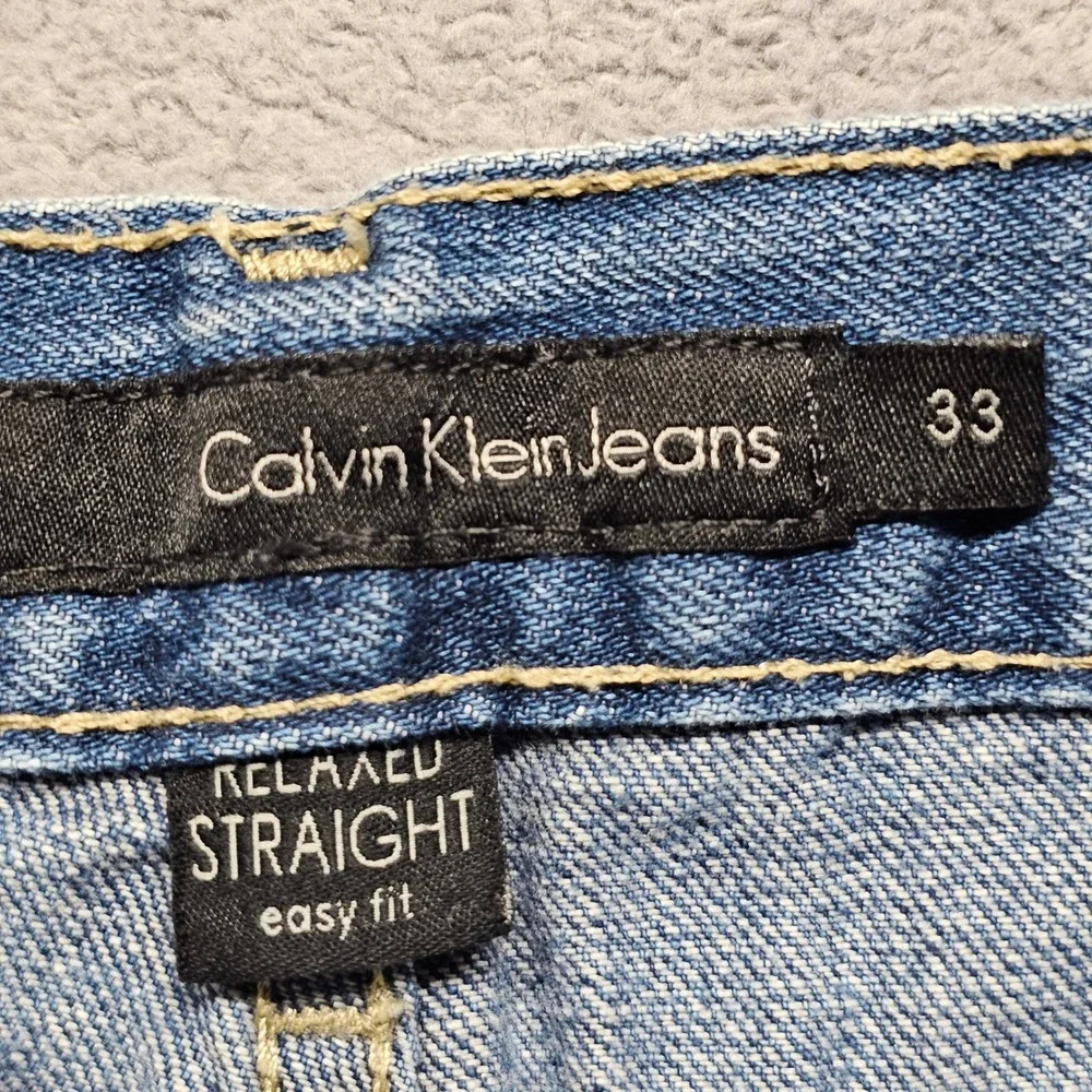 Calvin Klein Jeans Mens 33 Blue Denim Medium Wash Relaxed Easy Fit Straight Leg